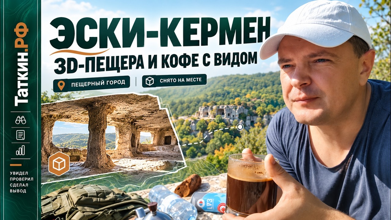 Обложка видео «🏛️ Эски-Кермен: пещерный город Крыма и настоящая пещера в 3D! | Октябрь 2026 ☕»